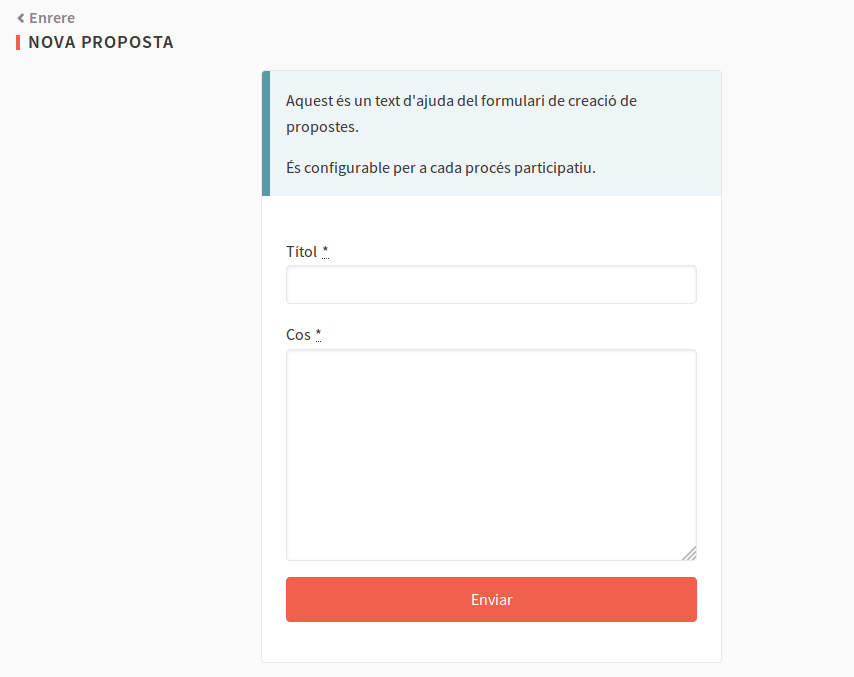 Text explicatiu al formulari de nova proposta